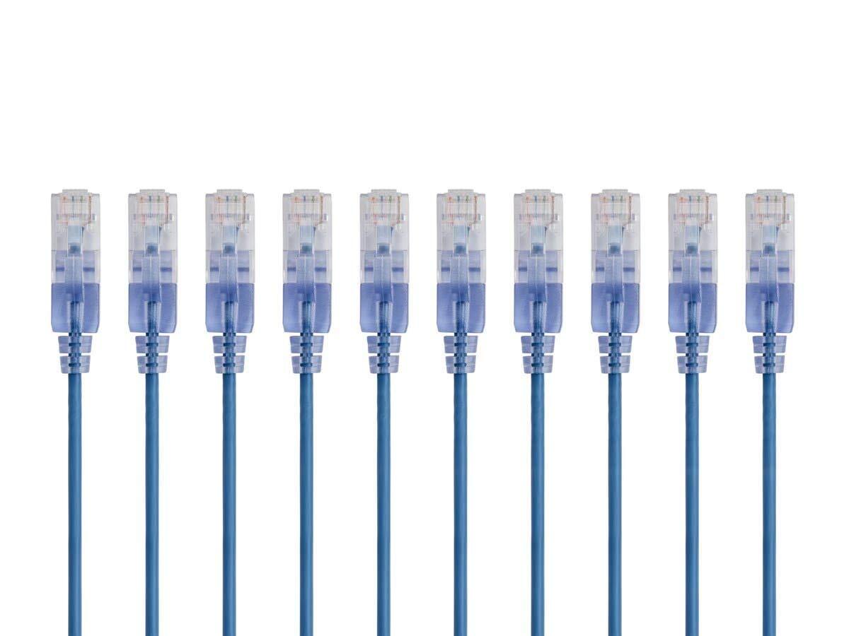 Monoprice SlimRun Cat6A Ethernet Cable 0.5 Feet 10 Gigabit Snagless Blue