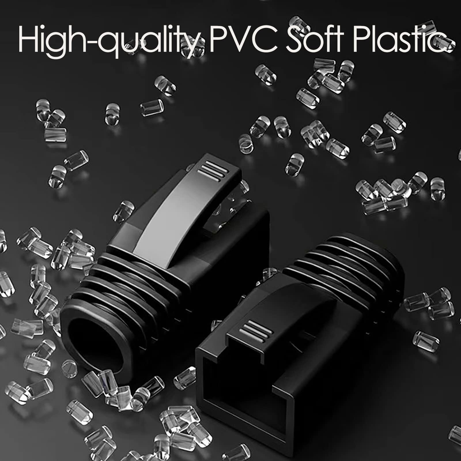 100 Pack RJ45 Boot Cover, Cat5 Cat6 Cat6A Ethernet Cable Boots (Hole Dia 6.5mm)