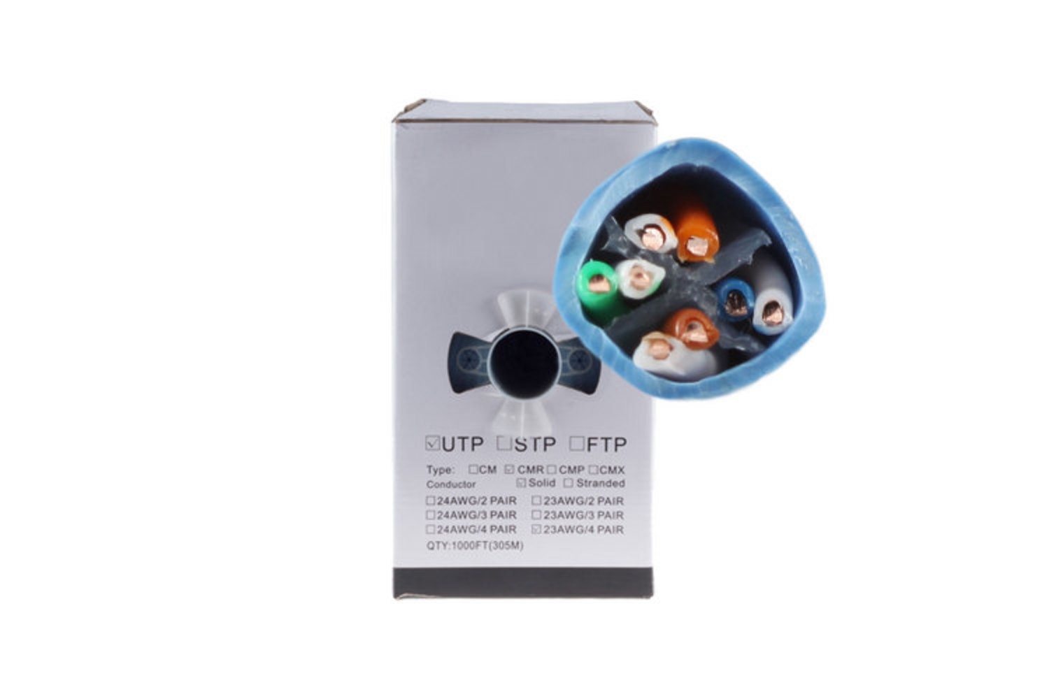 Cat6 Ethernet Cable, 1000′ Pull Box, 550MHZ UTP, Blue – Lifetime Warranty