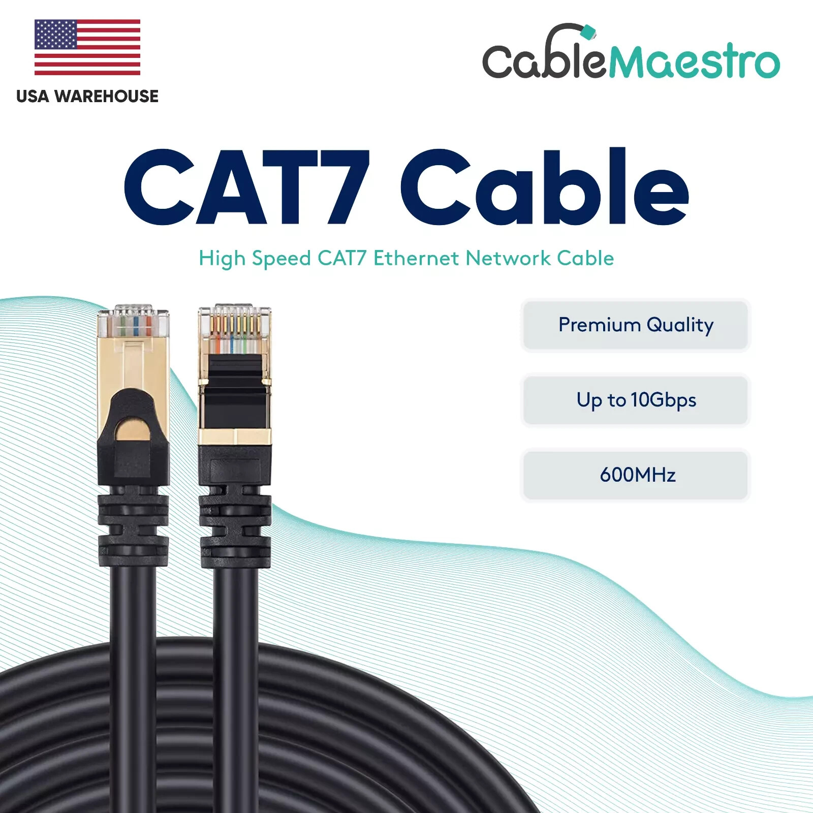 CAT7 S/FTP PATCH CORD Cable GOLD PLATED 6FT-75FT Multi Pack LOT Black