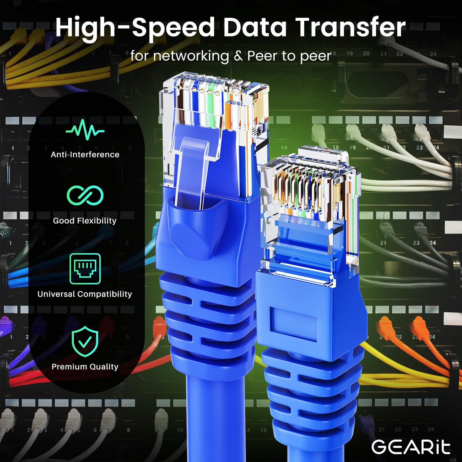20 Pack 1ft Cat6 Ethernet Patch Cables 10 Gbps RJ45 Snagless Blue Network