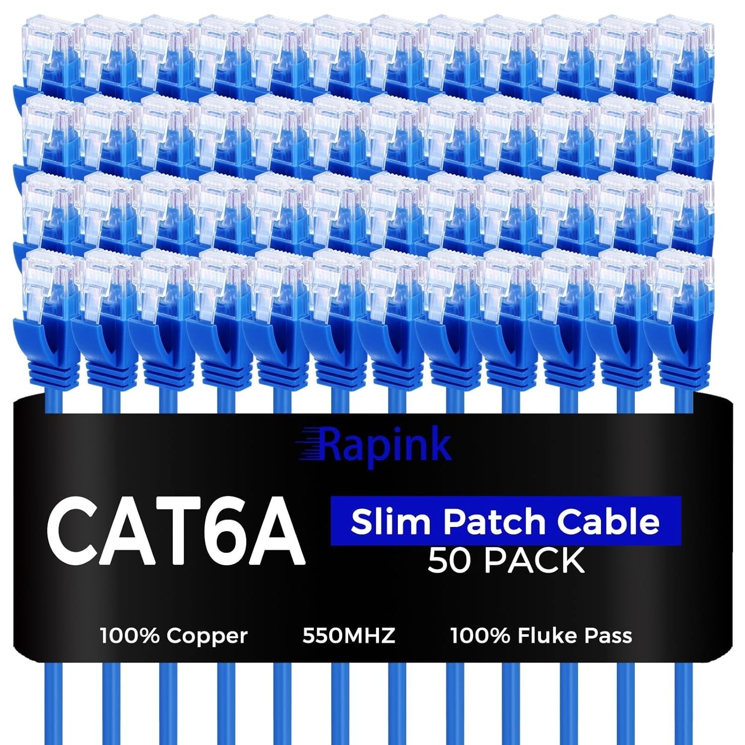 Superior 50 Pack Cat6a 2ft Ethernet Patch Cables – Space-Saving Slim Design