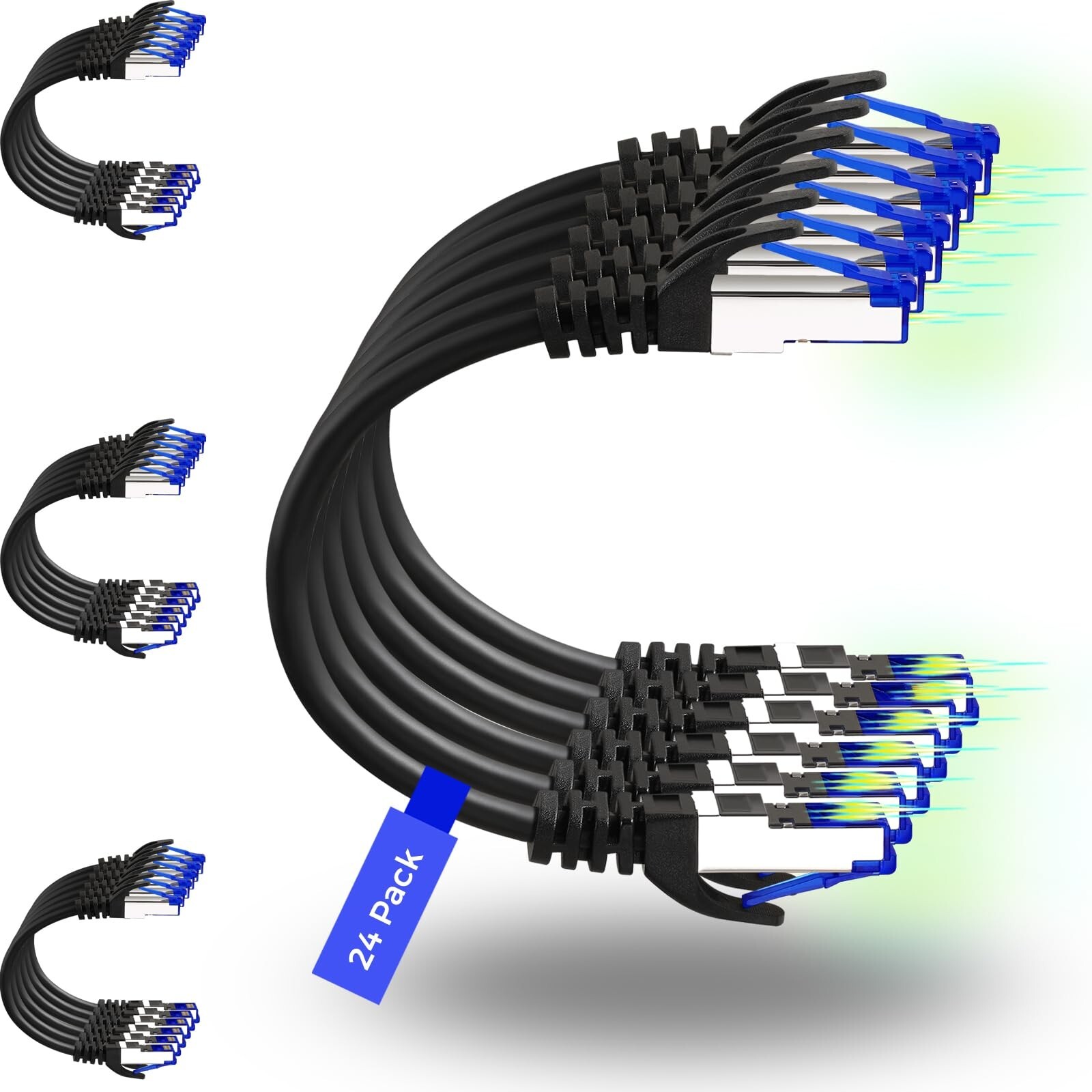 Rapink Patch Cables Cat8 0.5ft 24 Pack Slim, Cat8 Ethernet Patch Cable 40G Su…