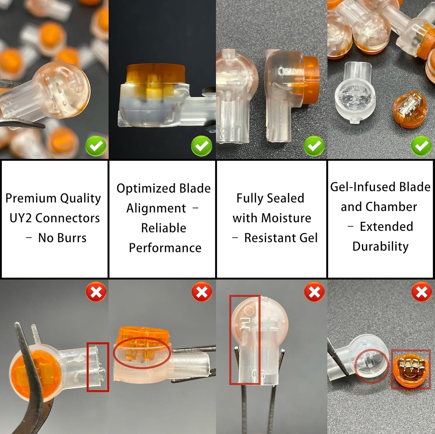 50PCS Gel-Filled IDC Connectors – Moisture-Proof, Fast Splice for CAT5/6/7