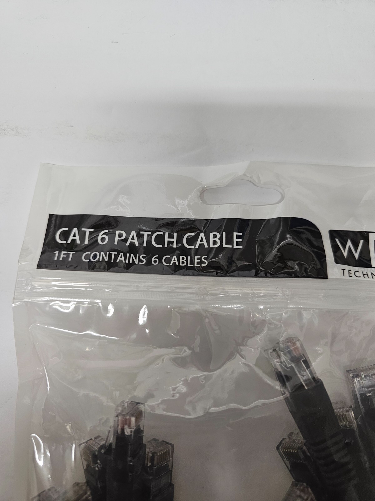 W Box 0E-C6BK16 CAT6 Patch Cable, RJ 45 Male, 1′ (0.3m), 24AWG, Black, 6-Pack