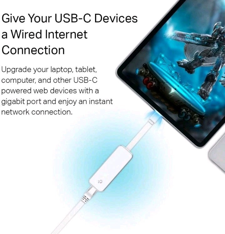 TP-Link USB C To Ethernet Adapter (UE300C) White