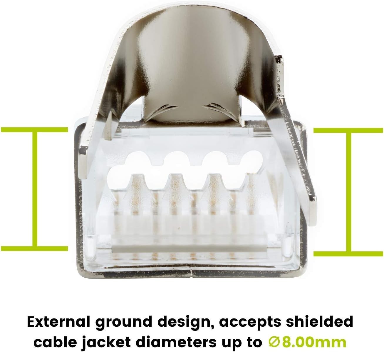 Cat6/6A RJ45 Pass through Modular Plugs, Shielded (STP) External Ground Connecto