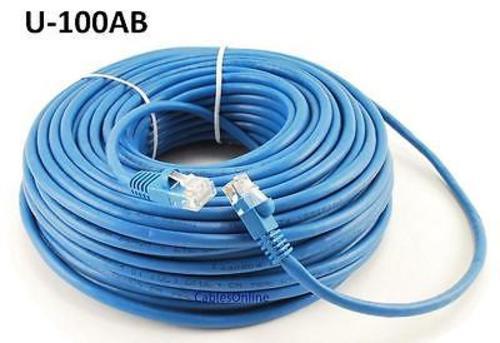 100ft 26AWG Molded Cat5e 350MHz Ethernet Blue RJ45 Network Cable – U-100AB