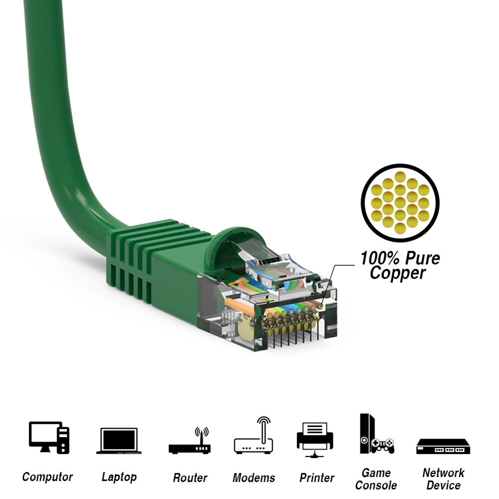 4FT Cat5E RJ45 Ethernet LAN Network UTP Snagless Patch Cable Pure Copper Green