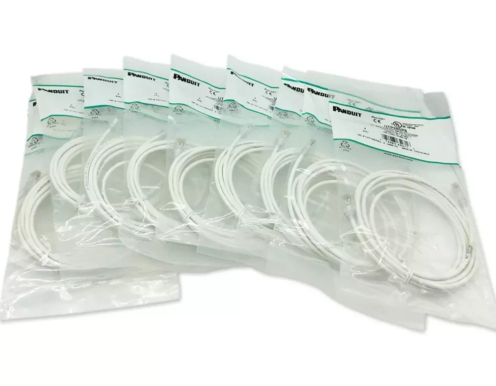 New 20 Pack Slim Panduit Cat6 8ft Network Patch Cable / Cord RJ45 UTP LAN White