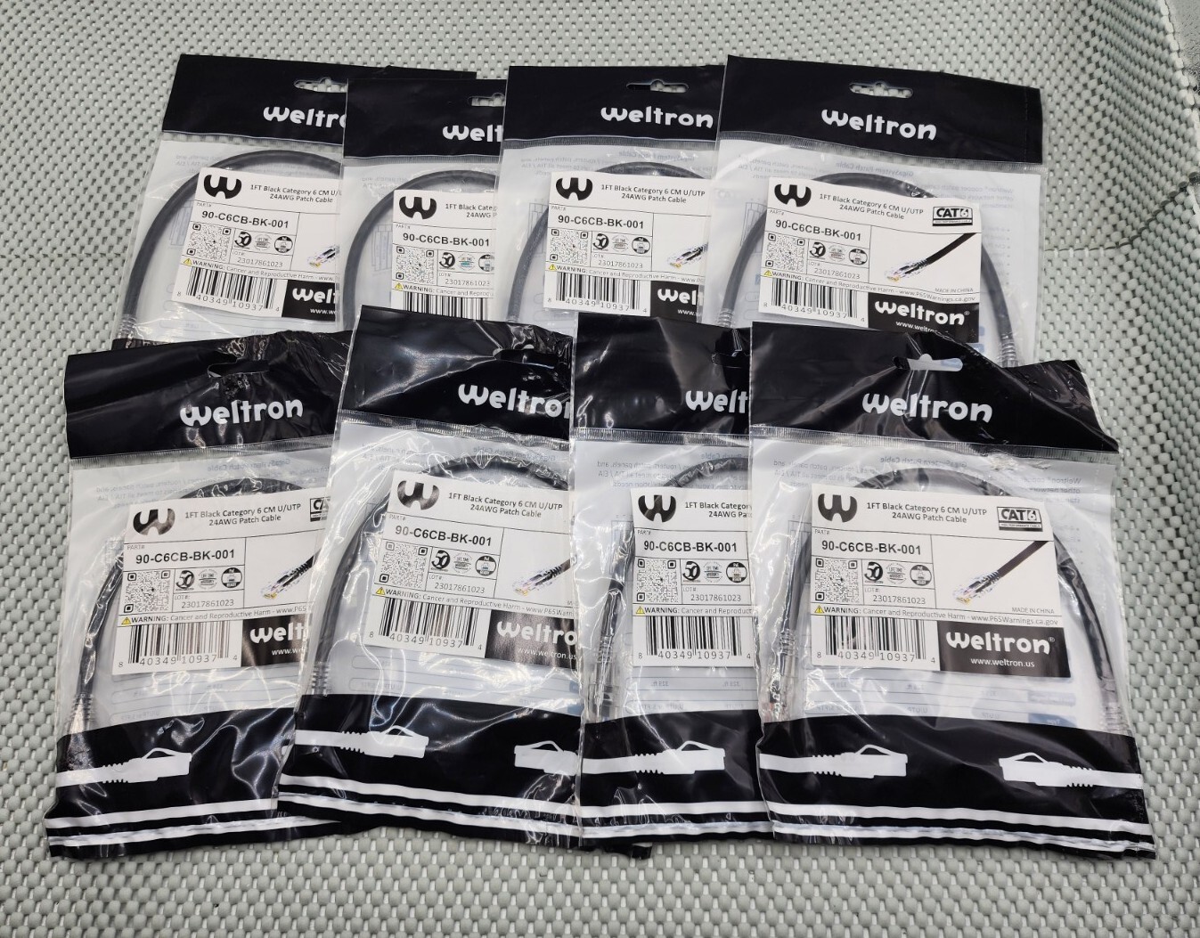 8x Cat6 24AWG Snagless Unshielded (UTP) CM Ethernet Network Patch Cable 1ft
