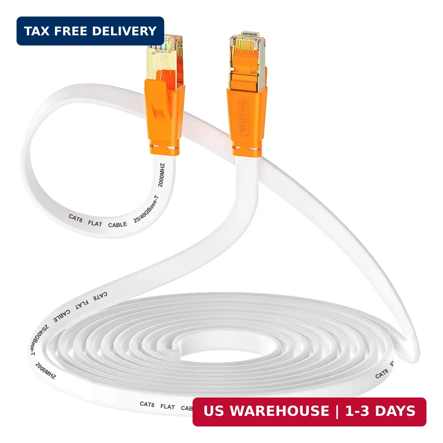 Smolink Ethernet Cable 15 FT, Cat 8 Ethernet Cable 2000Mhz 40Gbps, Internet Cabl
