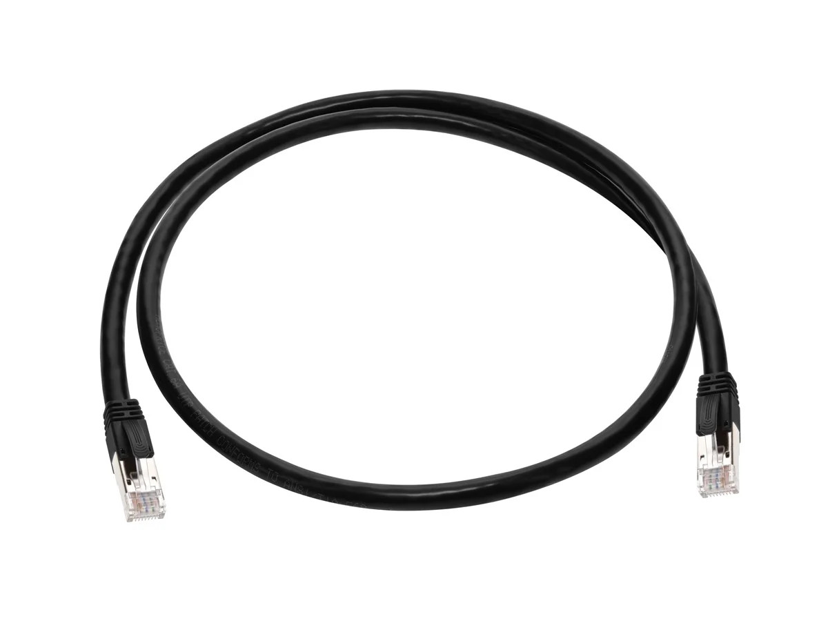 Monoprice Cat6A PoE Patch Cable 3 Feet Black 100W UTP 22AWG 500MHz Shielded RJ45