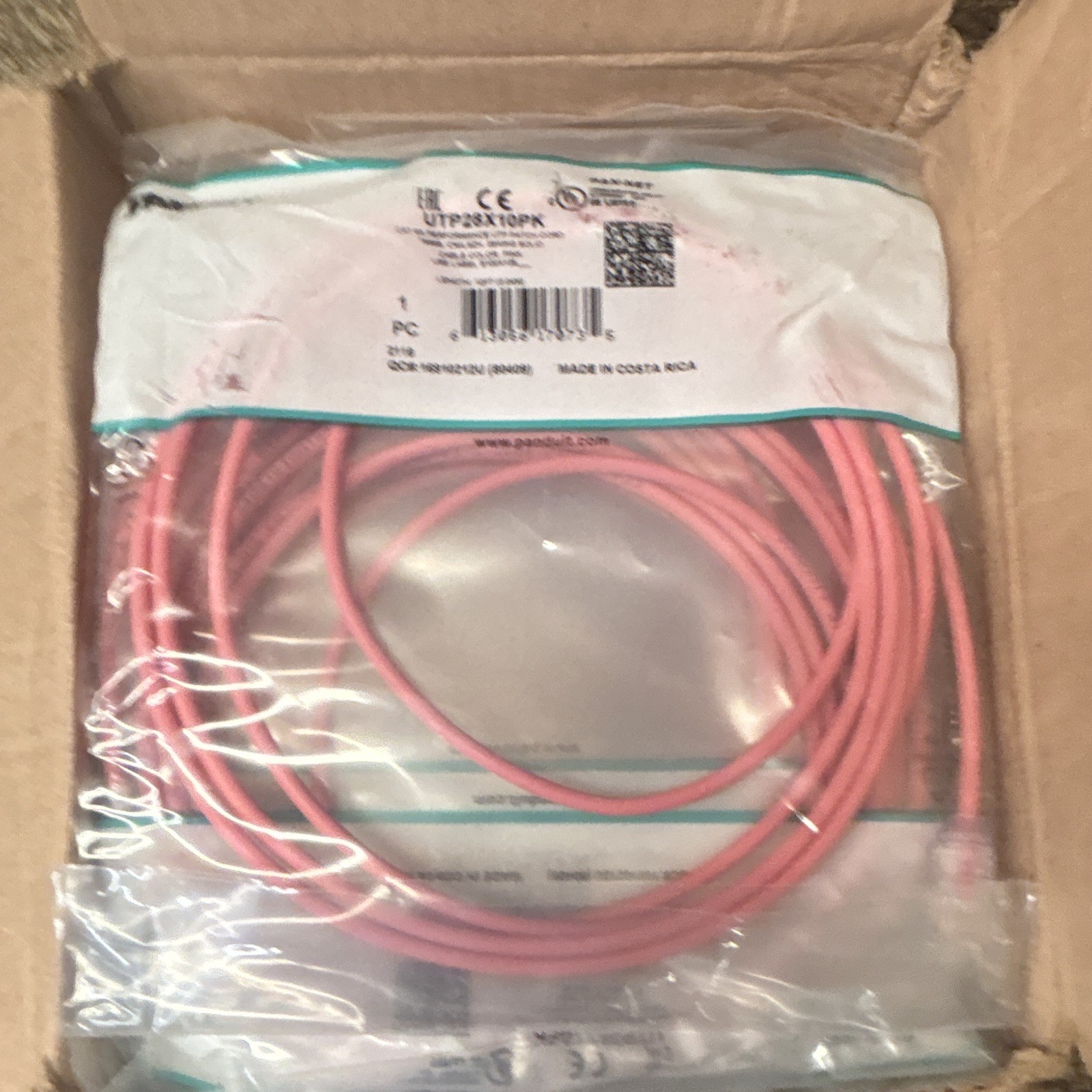 10 pack newPanduit UTP28X10PK Cat 6A RJ-45 Ethernet Patch Cable 10 ft Pink Round