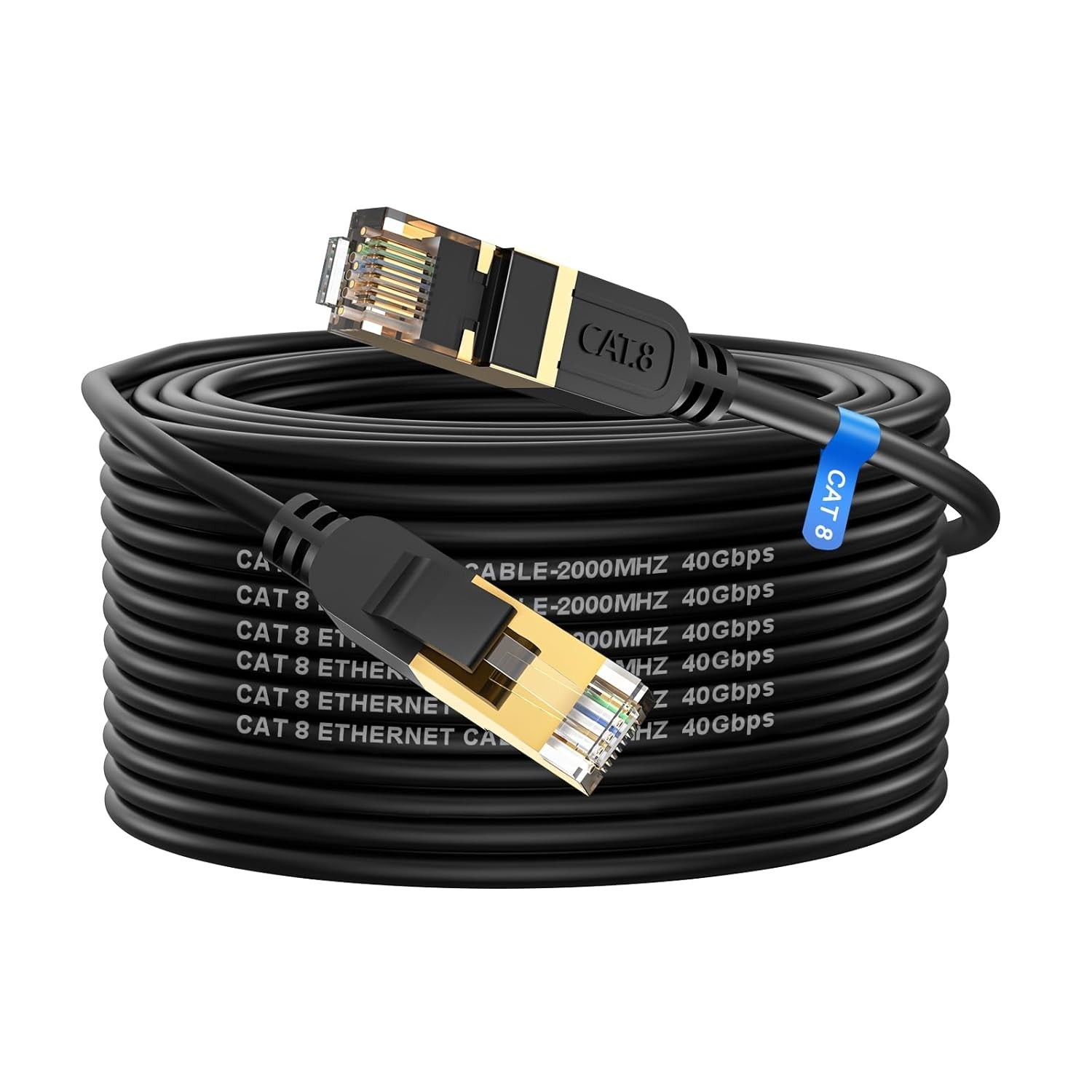 Heavy-Duty 50FT Outdoor & Indoor Cat 8 Ethernet Cable – Universal Compatibility
