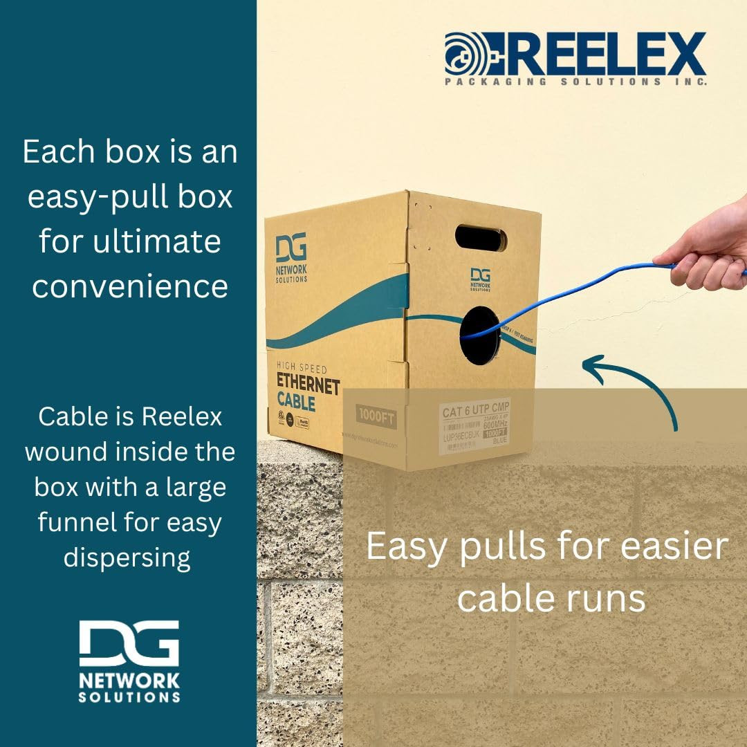 DG Cat6 Riser (CMR), 1000Ft, Unshielded, 23AWG, Solid Bare Copper, up to 10Gb Sp