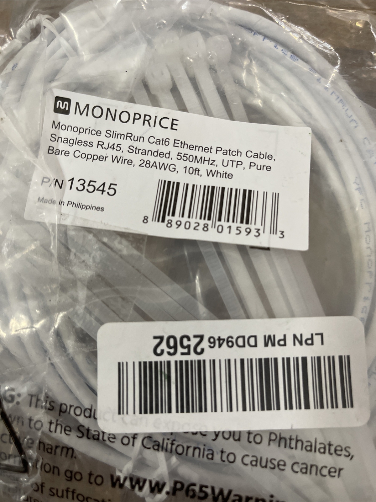 Monoprice SlimRun Cat6 Ethernet Patch Cable 10 Feet