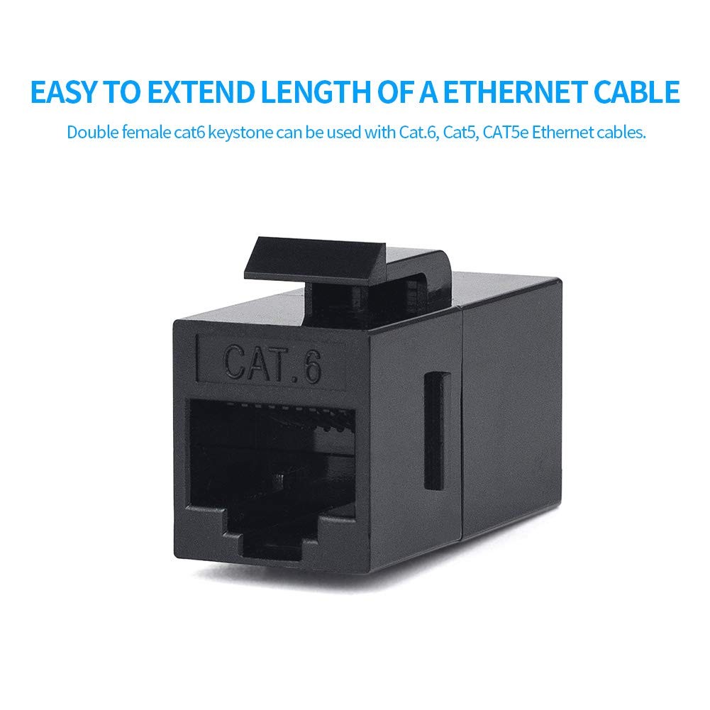 40 Pack Ethernet Coupler RJ45 Keystone Connector Black for Network Extension