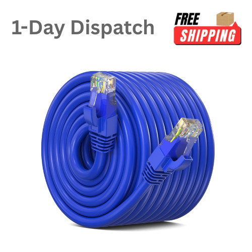 Maximm CAT6 Ethernet Cable 300 ft Blue Indoor Outdoor Waterproof
