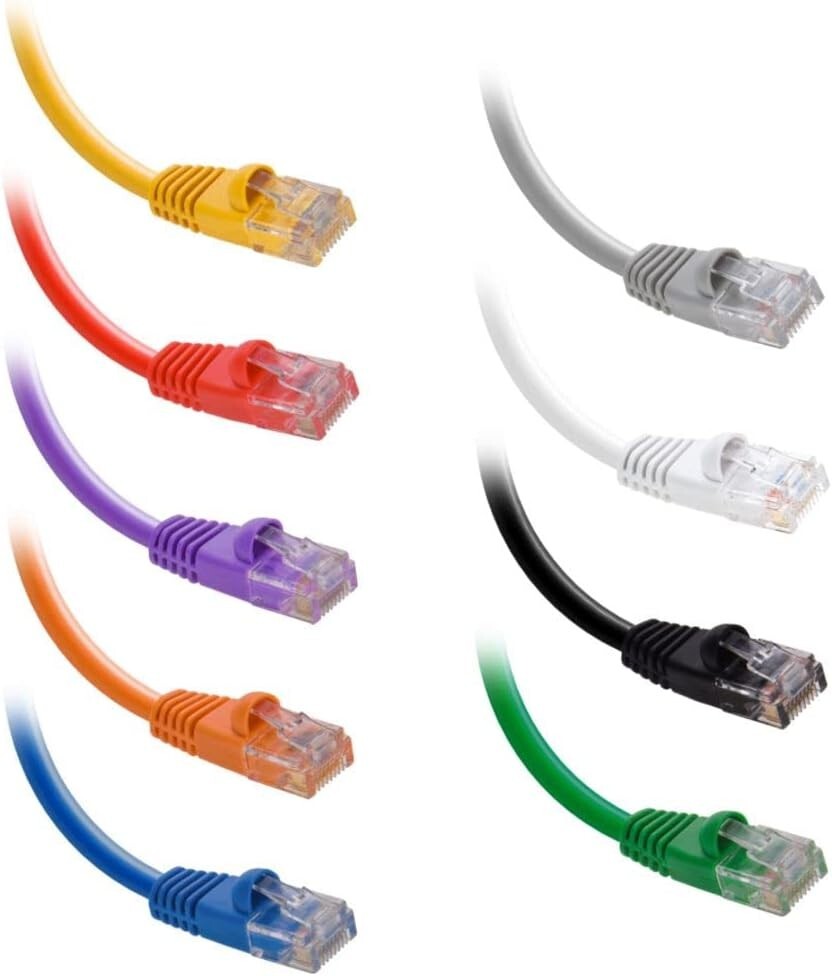 InstallerParts CAT6 Cable UTP Booted 2 Feet 10 pack Black Blue white red