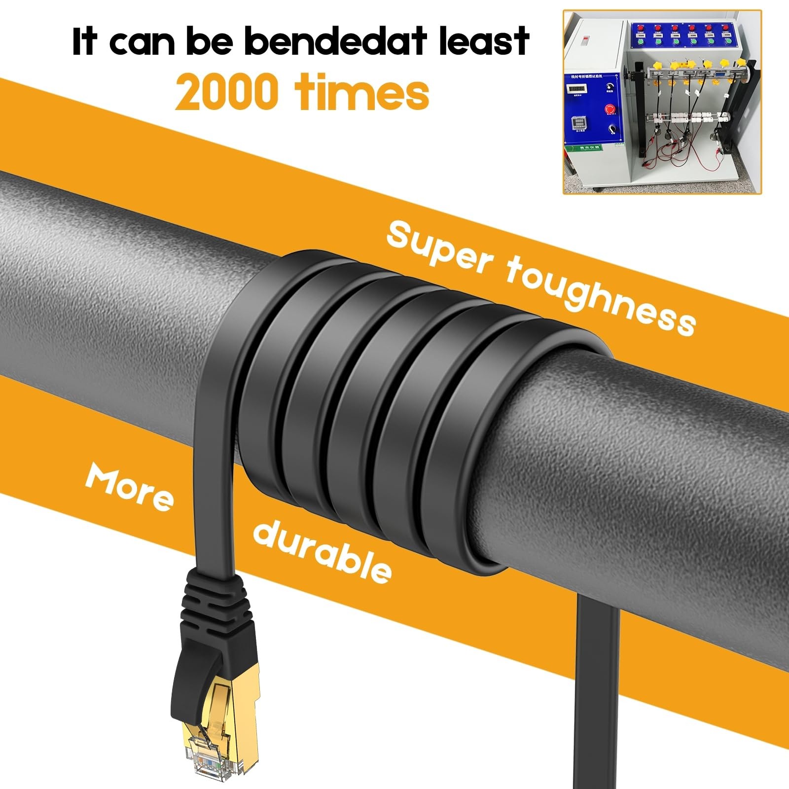 CAT8 Ethernet Cable 25ft High Speed Shielded Flat for Router/Gaming/Modem – B…