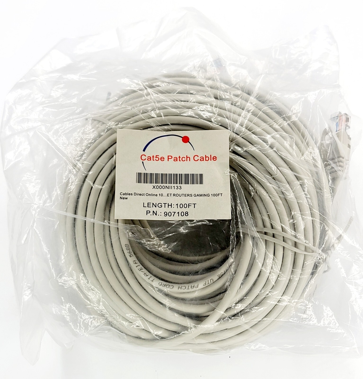 100FT CAT5E UTP WIRE BULK ETHERNET NETWORK LAN CABLE RJ45 WHITE Cord TIA 568B