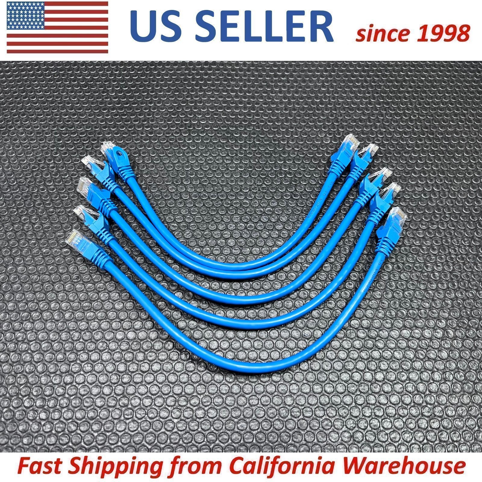 Lot of 5 Cat 6 UTP Ethernet Cable Booted 4 Pair 24 AWG Copper 1′ Feet 12″ Inch