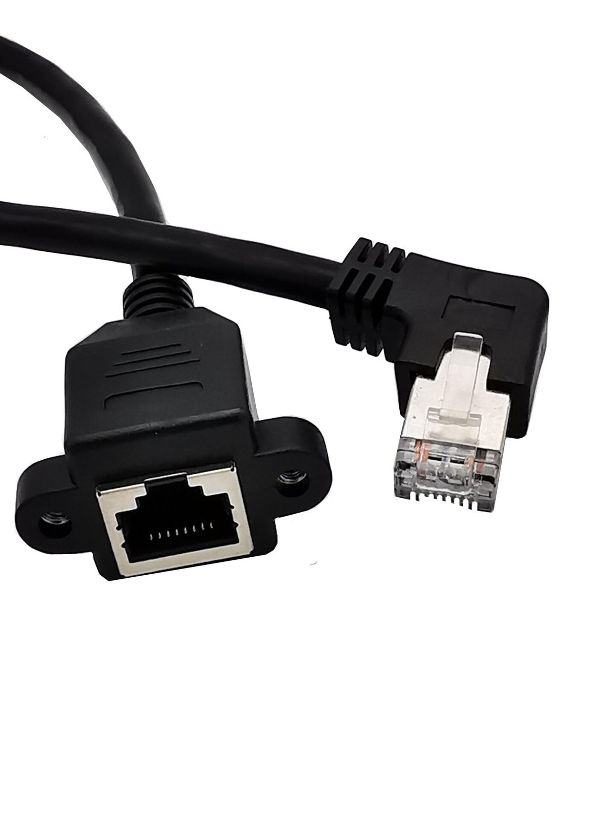 10 Inch CAT6 Ethernet Extension Cable RJ45 Male To Female 90 Degree Right