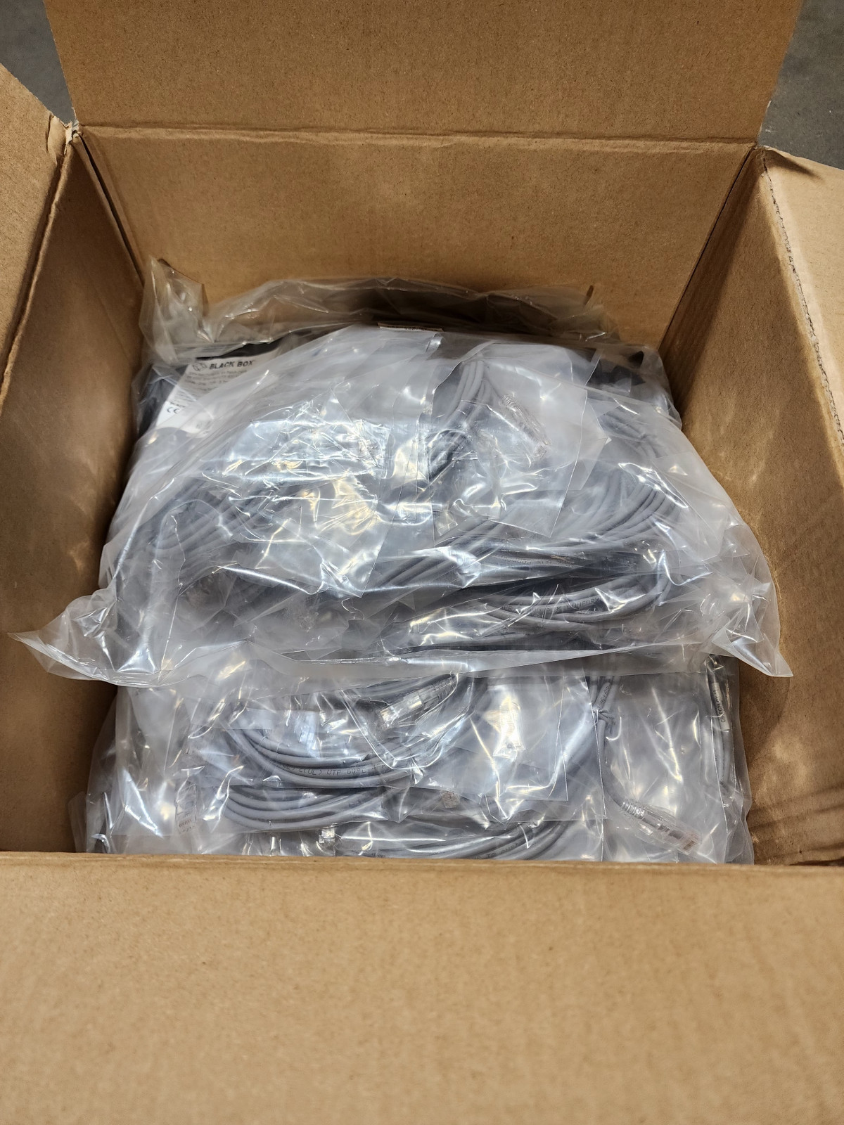 50 Pack 12ft Gray Black Box Slim-Net Cat 6A Patch Cable 28AWG UTP Snagless