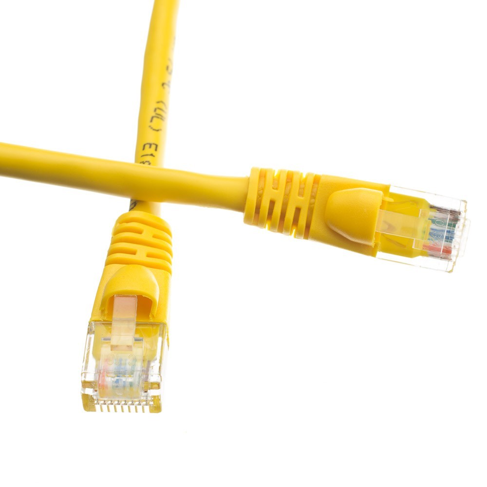 15ft Cat6a Yellow Copper Ethernet Patch Cable 10 Gigabit Snagless/Molded Boot