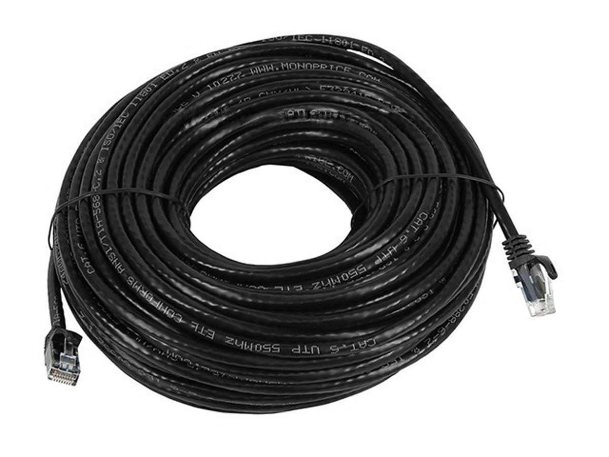 Cat6 100Ft Black Patch Cable UTP 24AWG 550Mhz Pure Bare Copper Snagless RJ45 Fle