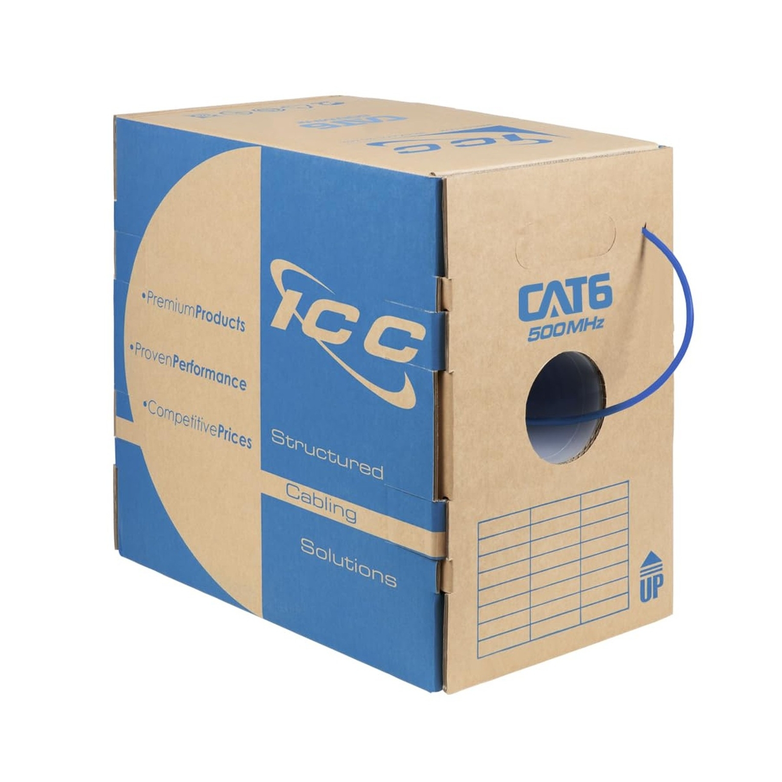 ICC Cat6 Riser 1000ft – UTP 23AWG, 100% Solid Pure Copper, Unshielded CMR, Bu…