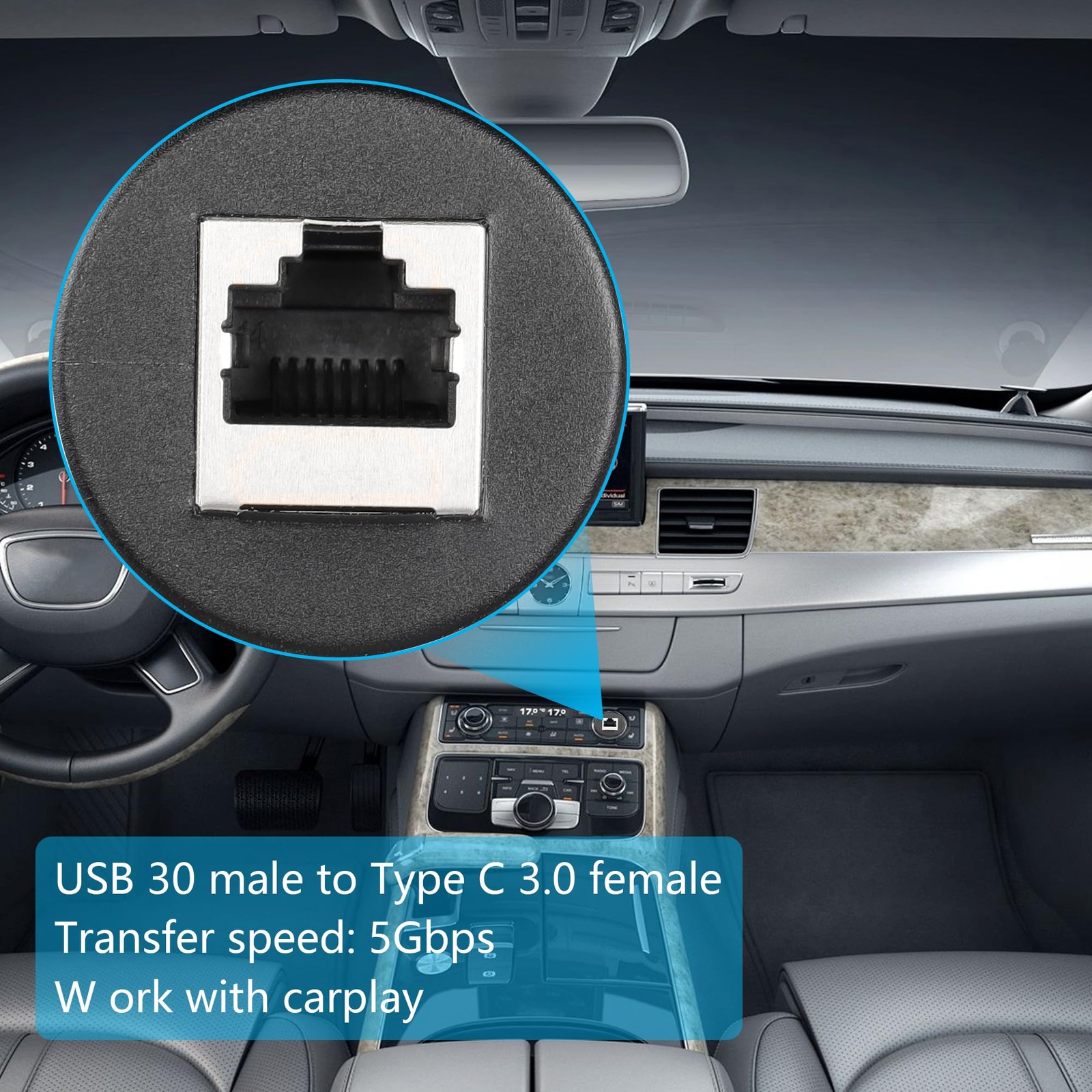 3FT RJ45 Panel Flush Mount Cable Male to Female Car Mount Cat6A Extension