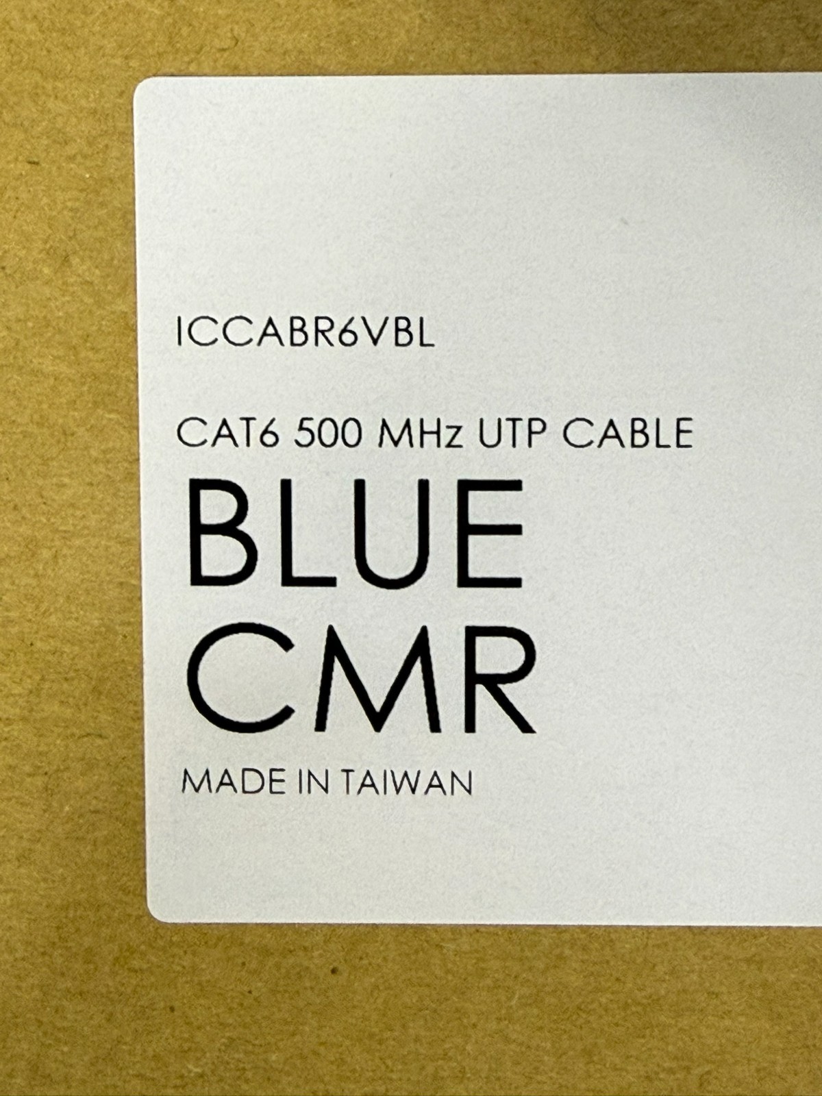 ICC Cat6 500MHz UTP Cable ICCABR6VBL Blue CMR 1000 Feet NEW