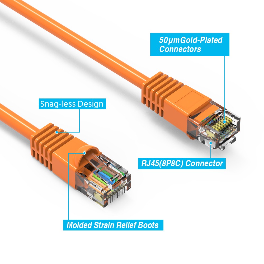 20 Pack of 1.5Ft CAT5E UTP Ethernet Network Booted Cable Orange