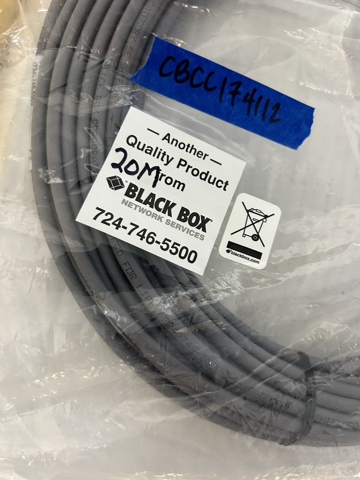 Black Box 20M Network Cable CBCC 174112 New