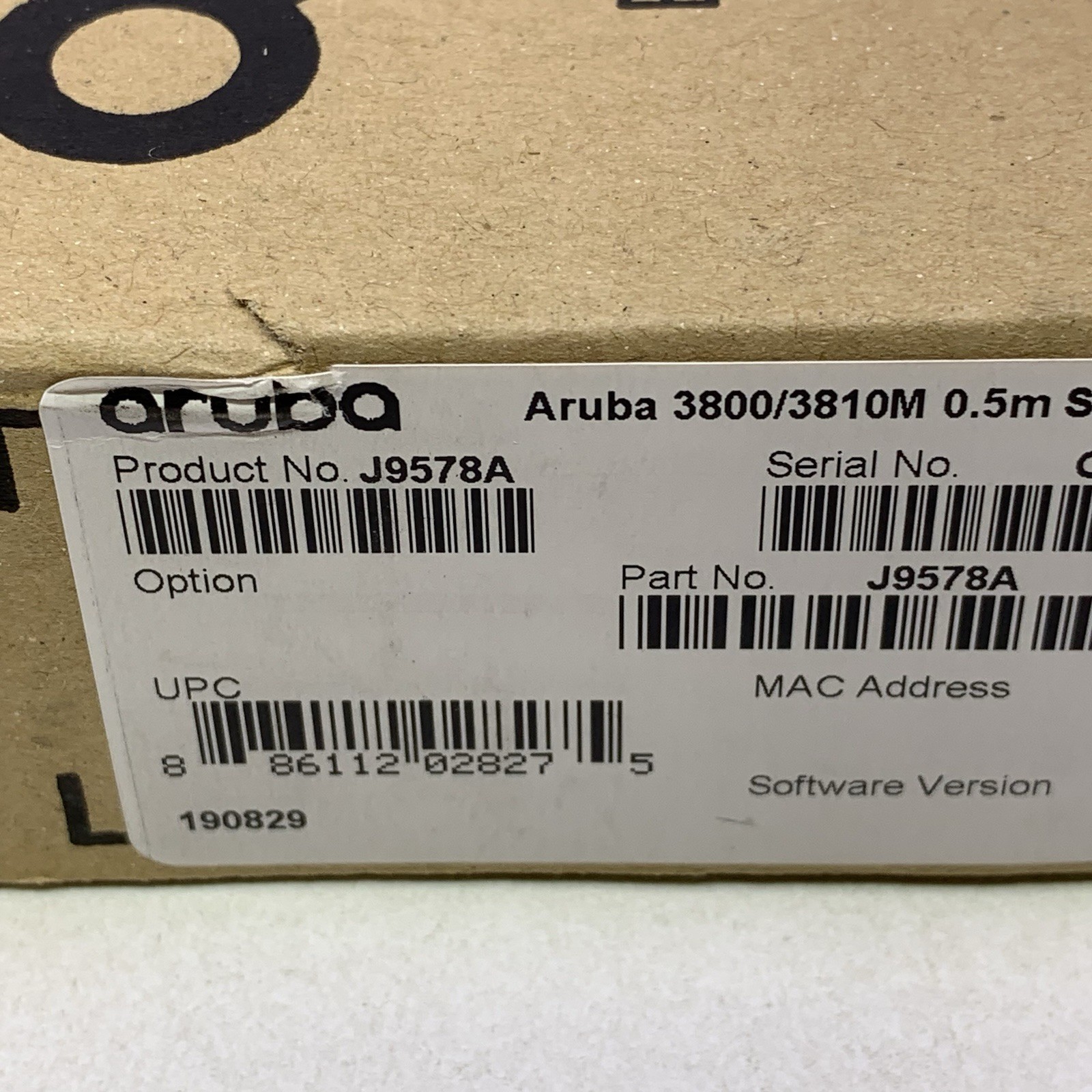 J9578A – HPE Aruba 3800/3810M 0.5M Stacking Cable CN97DML0TH New in Box