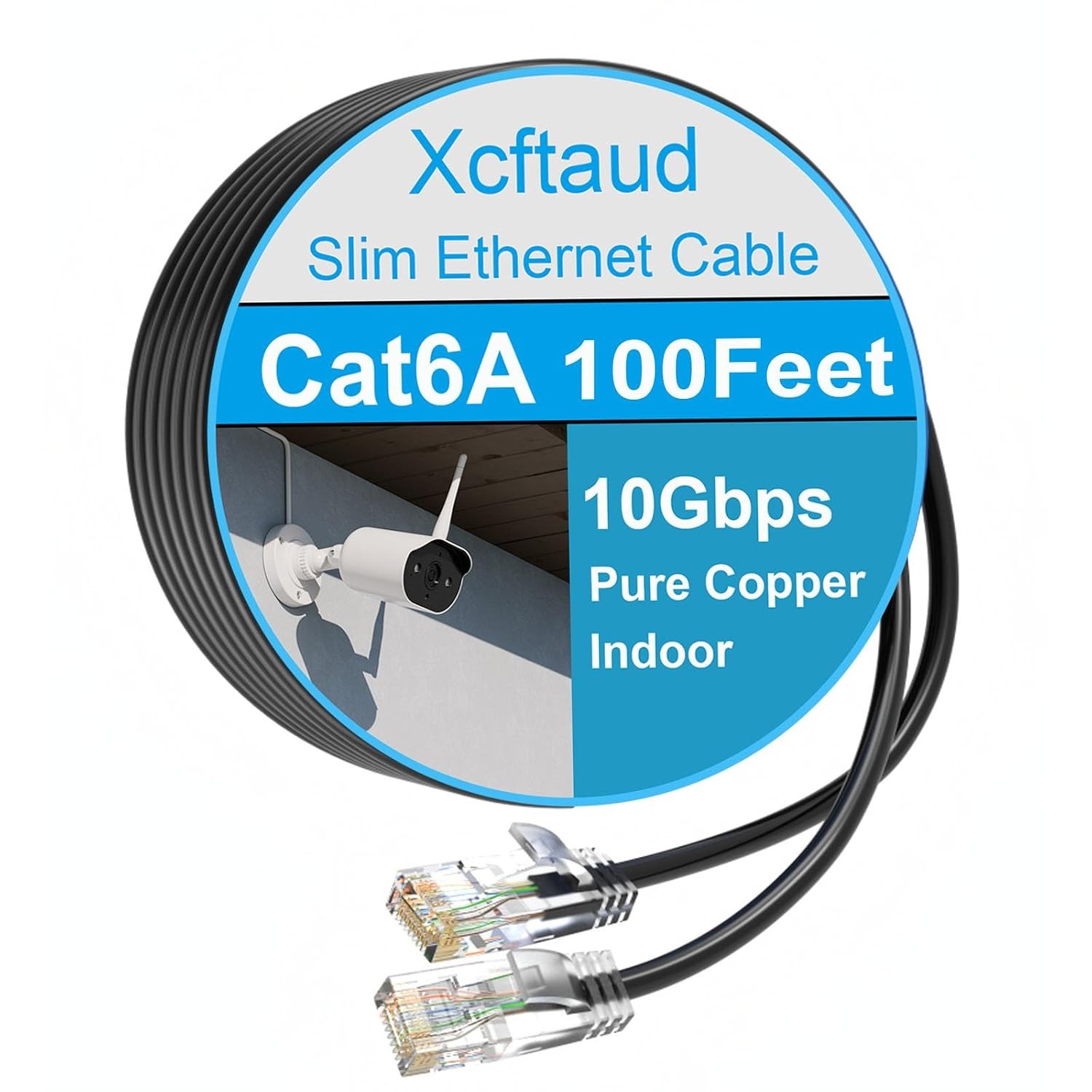 Cat 6 Patch Cable 100 feet, Slim Cat6a Ethernet Cable 10Gbps 550Mhz, UTP Pure Co