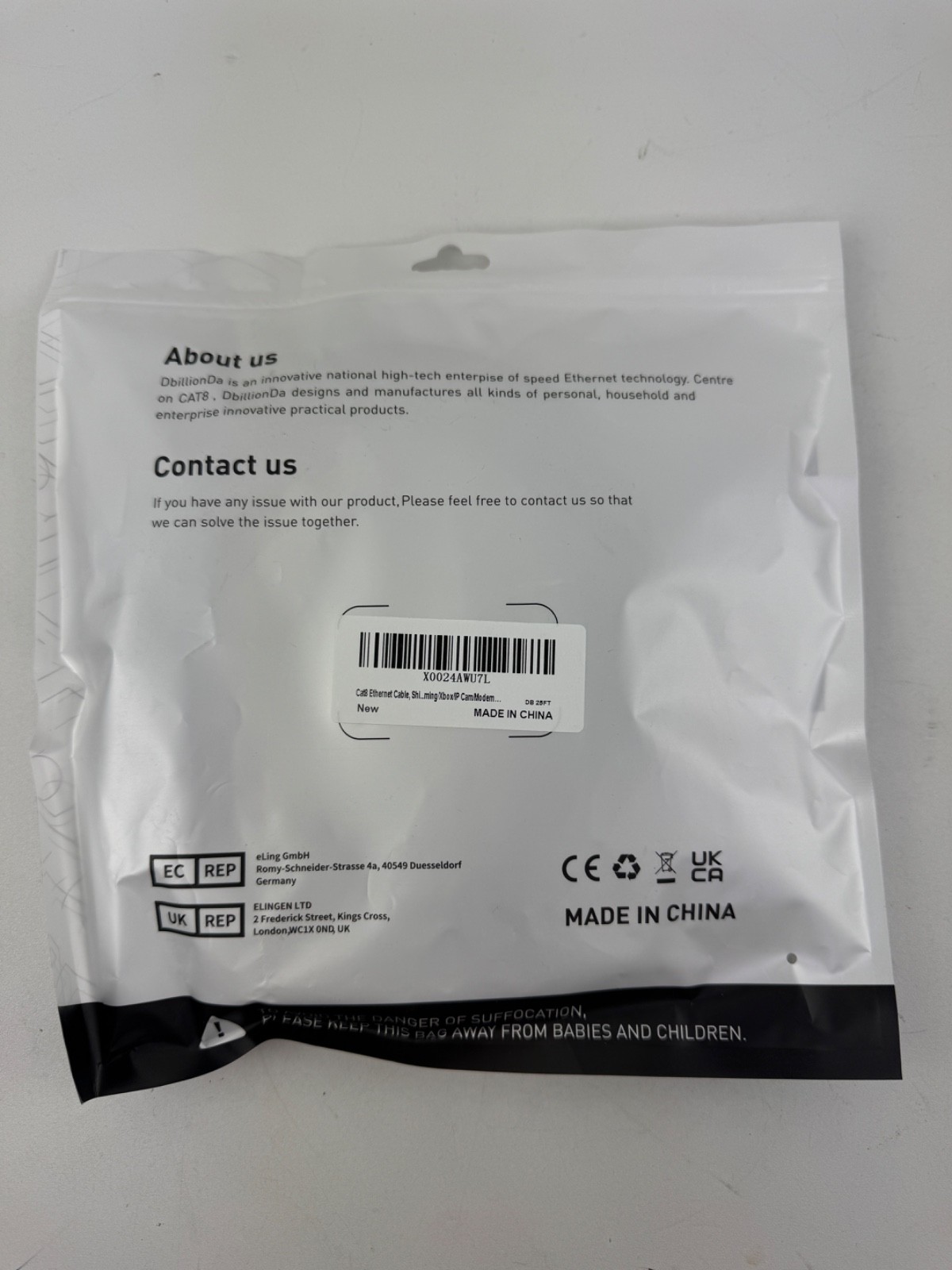DbillionDa Cat8 Ethernet Cable Shielded For Outdoor&indoor 25ft Heavy Duty 26AWG
