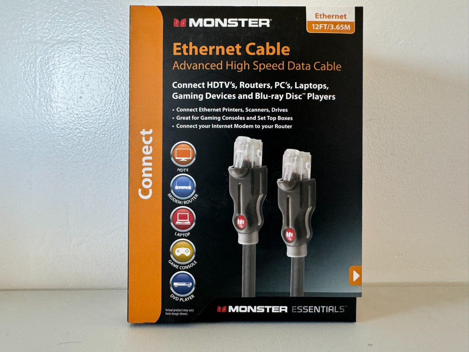 Monster Cable Advanced High Speed CAT6 + CAT 6 + Ethernet Cable – 12′ (3.66m)