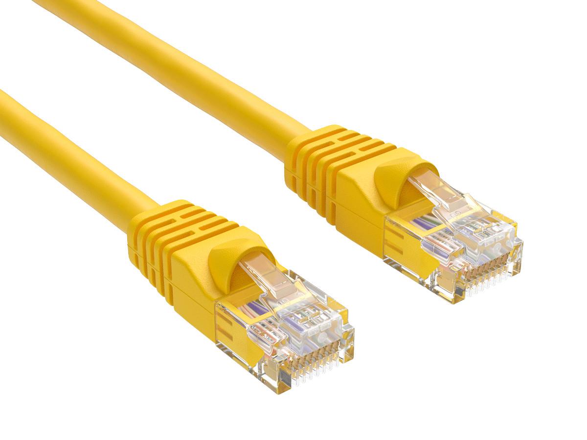 Cat6 UTP Snagless Patch Cable, Yellow – 20/25/30/35/50/75/100/150 ft