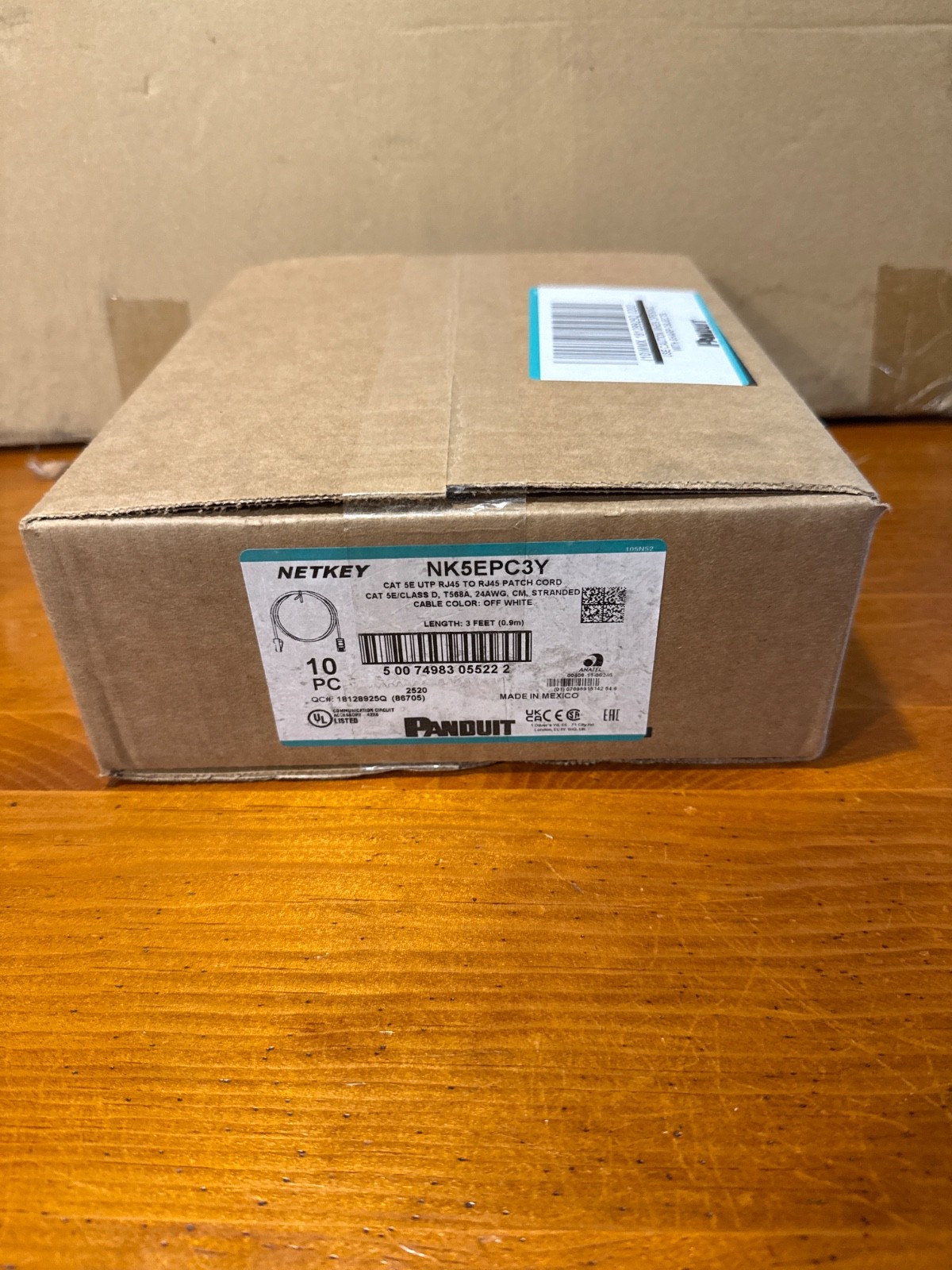 Lot Of 10 Pieces Panduit Netkey NK5EPC3Y Patch Cord Off-White 3 Feet