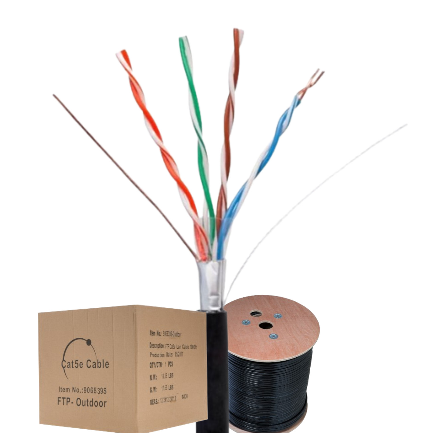 Cat5e 1000FT Outdoor Shielded FTP Ethernet Cable – UV Resistant, Direct Burial