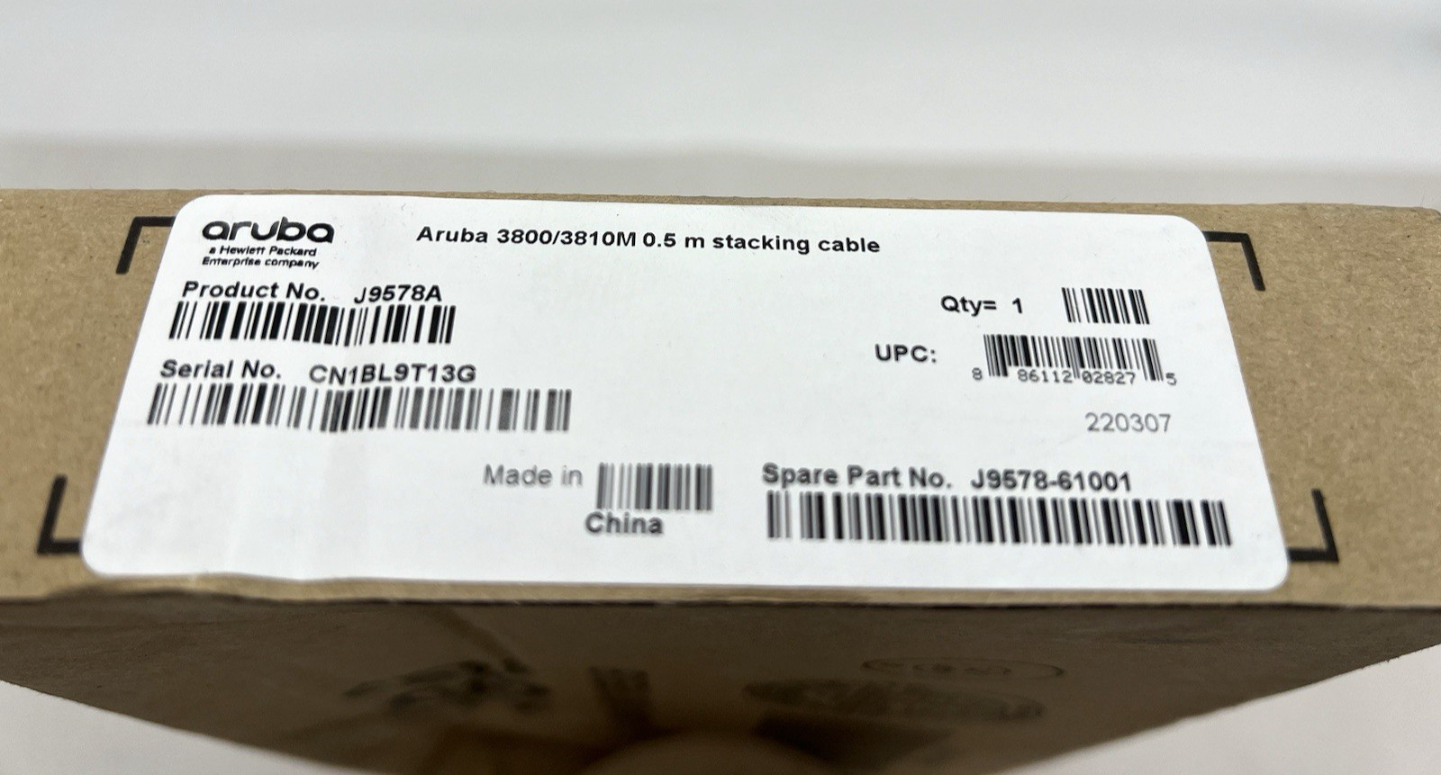 ARUBA HP J9578A HPE Aruba 38003810M 0.5M Stacking Cable