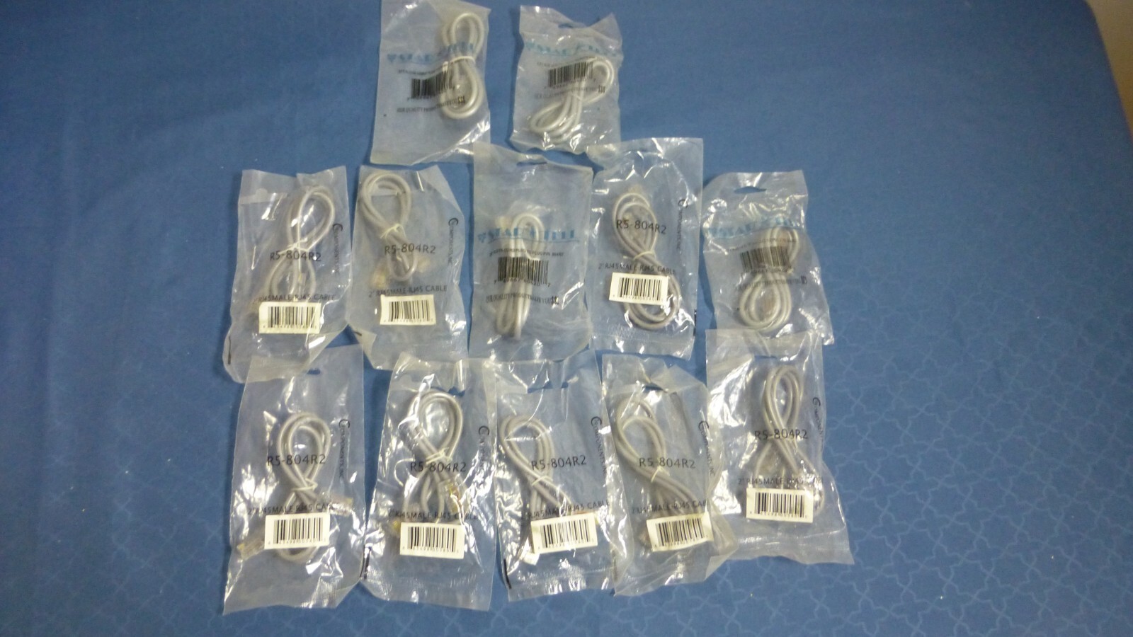RJ45 Male-RJ45 Cable, 2′ Long Cable, Lot of 12, New Old Stock