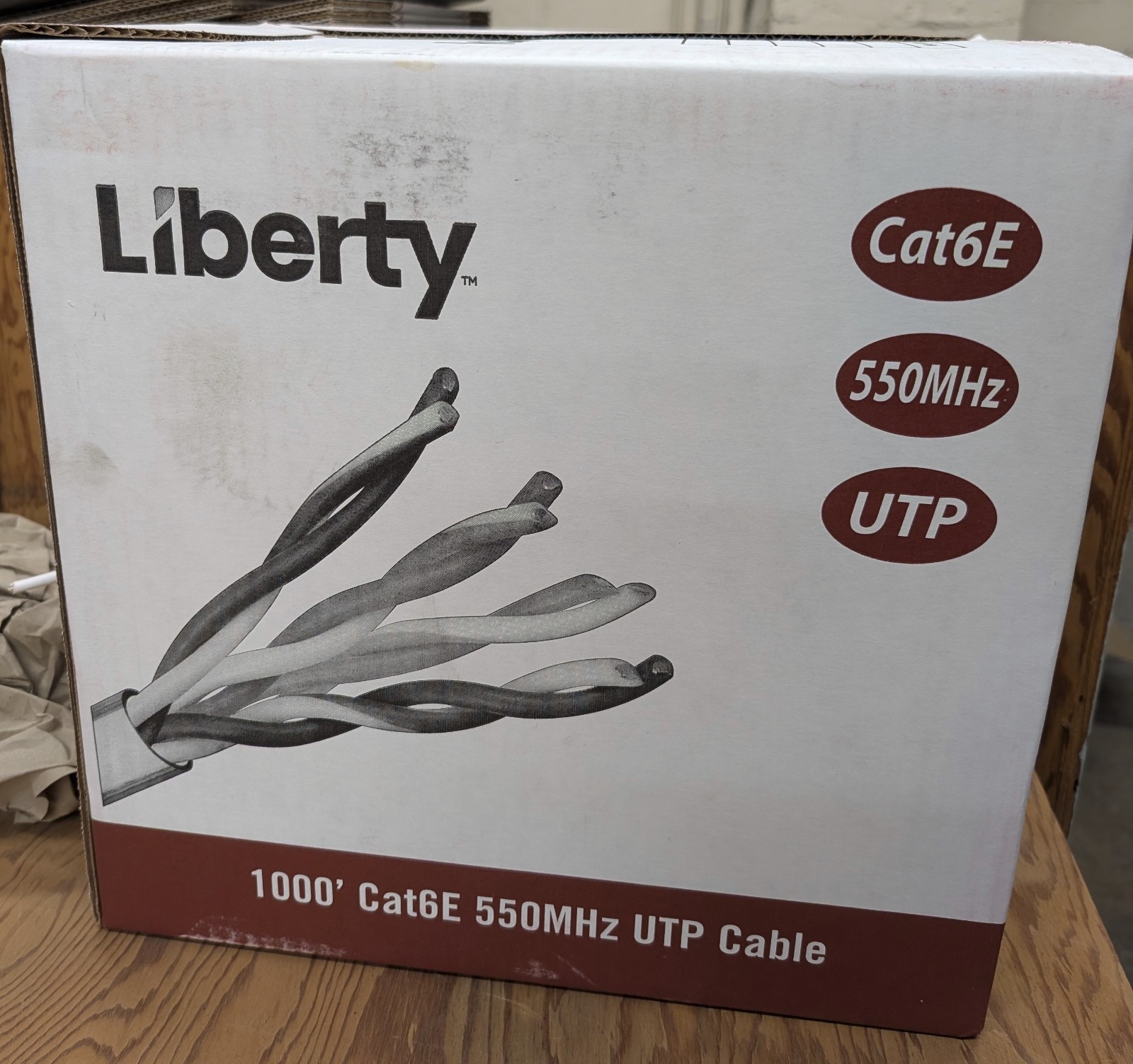 Liberty 1000ft Cat6E 550MHz UTP White communication cable Brand New