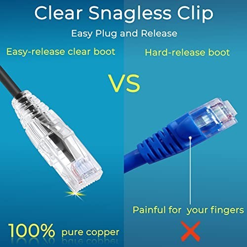 24 Pack 1ft Cat6/Cat6a Ethernet Patch Cables – Slim, Snagless, 10G Support, Flex
