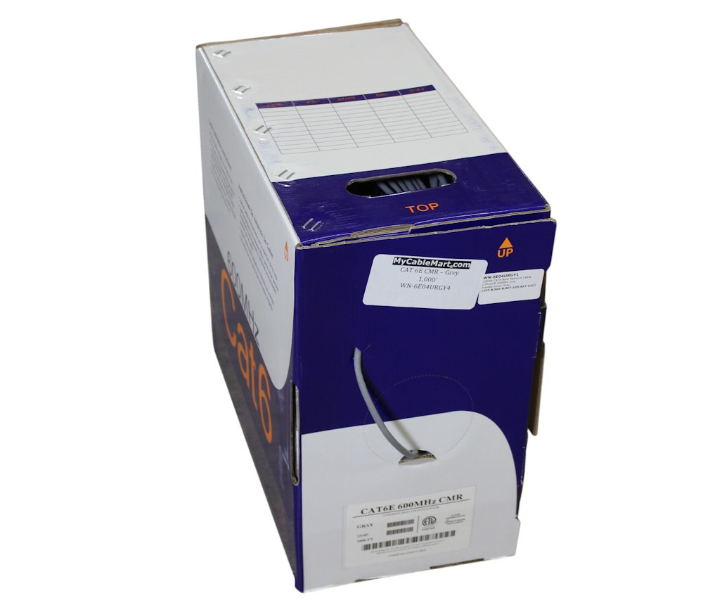 1000ft CAT6E Bulk Network Cable UTP/CMR 550Mhz Unshielded Solid Gray
