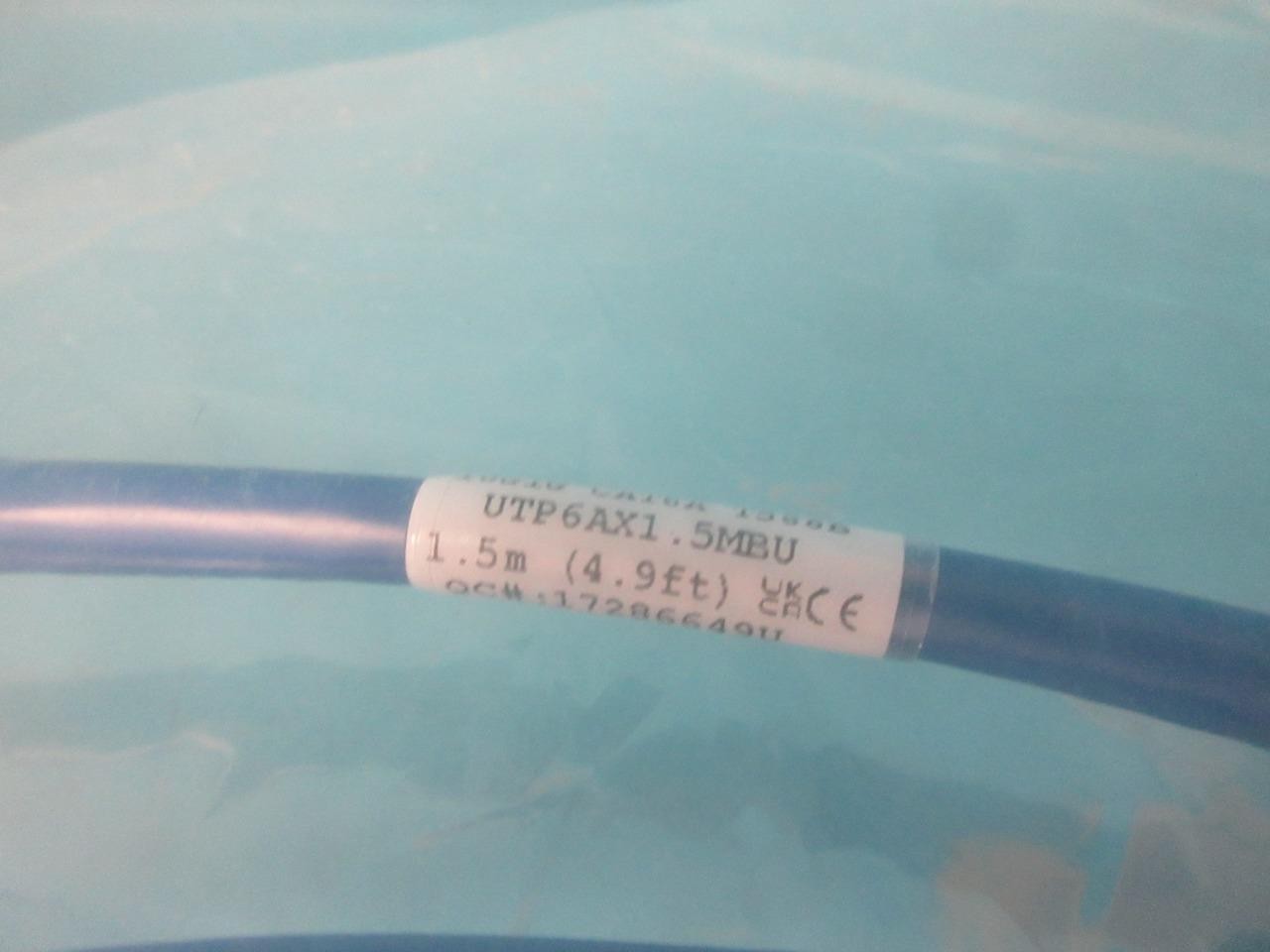 PANDUIT UTP6AX1.5MBU 5′ CAT 6A 26AWG SNAGLESS S/FTP PVC CM ETHERNET PATCH CABLE