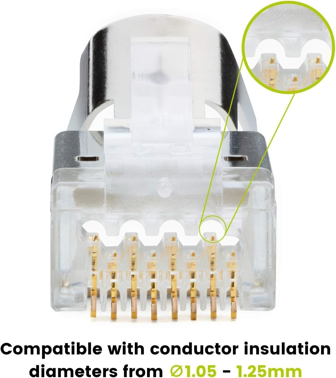 Cat6/6A RJ45 Pass through Modular Plugs, Shielded (STP) External Ground Connecto